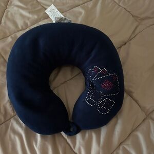 Navy Travel Neck Pillow with Casino Embellishments